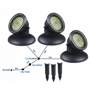 3 stk x 7w robust og kraftig undervannslys